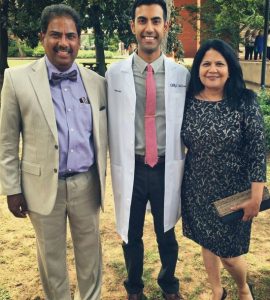 White-coat recipient Varun Iyer with parents