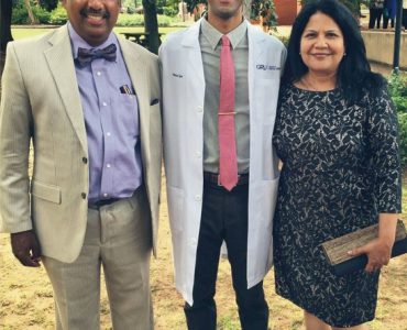 White-coat recipient Varun Iyer with parents