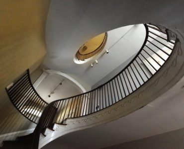 A stairwell in Gertrude Herbert Institute of Art