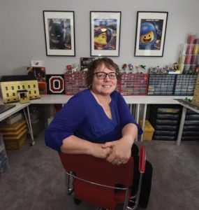 Kim Davies in Lego room