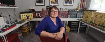 Kim Davies in Lego room