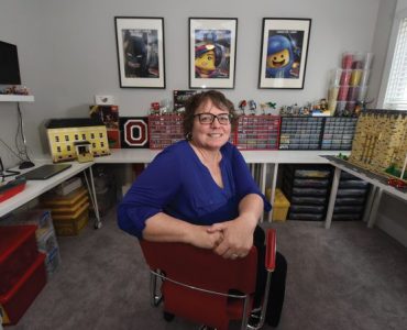 Kim Davies in Lego room