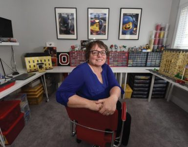 Kim Davies in Lego room