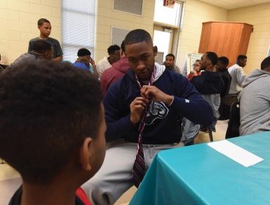 Jocks and Gents tie tutorial for fifth-graders at Gracewood Elementary