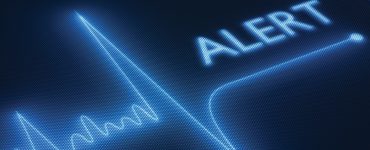 Flat line alert on a heart monitor - 3d render on detail pixelated screen