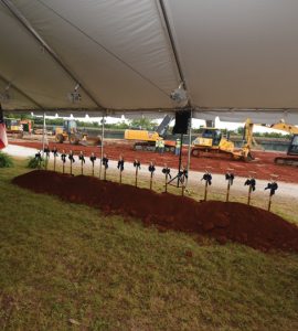 Ceremonial shovels are ready for the groundbreaking of the Hull McKnight Georgia Cyber Center. Photos by Phil Jones/Augusta University