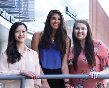 Inaugural Dental Scholars Jessie Yuan (from left), Paige Elliott and Courtney Marshall