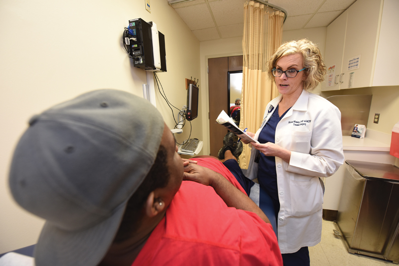 Nicole Whaley with a patient