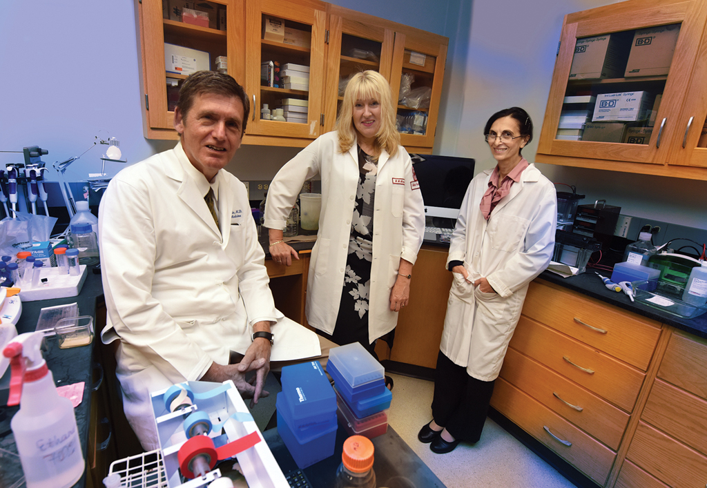 Michael P. Madaio (from left), Maggie McMenamin and Dr. Nino Kvirkvelia