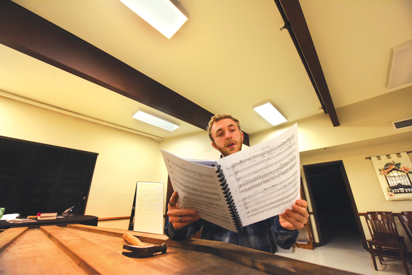 Corey Grant studies his part.