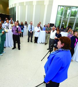 The dean addressing crowd