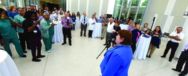 The dean addressing crowd