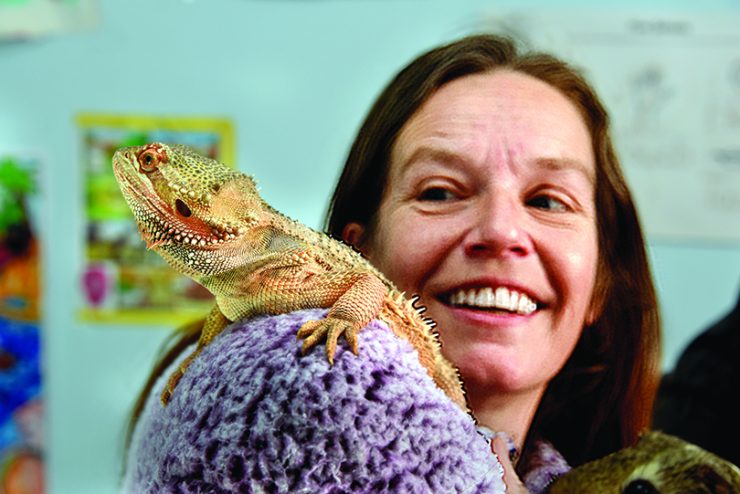 Dr. Catherine Jauregui with her bearded dragon.