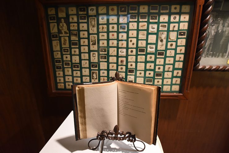 old book on display in museum