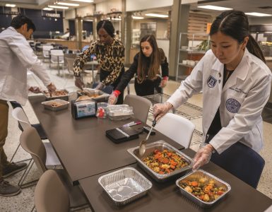 Medical students saving unused food