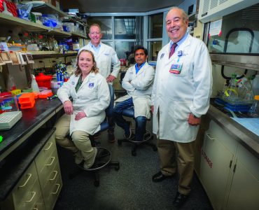 Drs. McGee-Lawrence, Hamrick, Fulzele, Isales pose in lab.