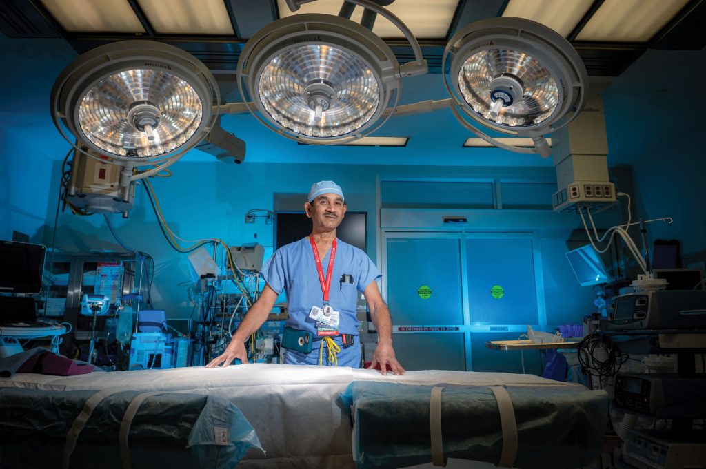 man stands in operating room
